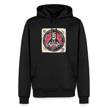 Intensiver Gamer im Anzug und Retro-Style - Männer Premium Bio Hoodie - Schwarz - Vorne - Nico (187cm)