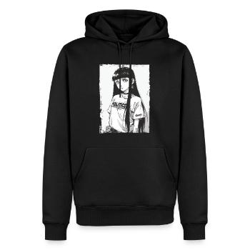 Cartoon Girl japonais et politique - Sweat à capuche Premium bio Homme - noir - Devant - Nico (187cm)