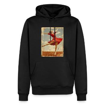 Vintage Ballerina auf dem Feld - Männer Premium Bio Hoodie - Schwarz - Vorne - Nico (187cm)