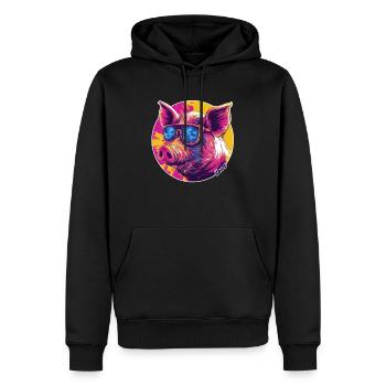 Cochon cool avec lunettes de soleil - Sweat à capuche Premium bio Homme - noir - Devant - Nico (187cm)
