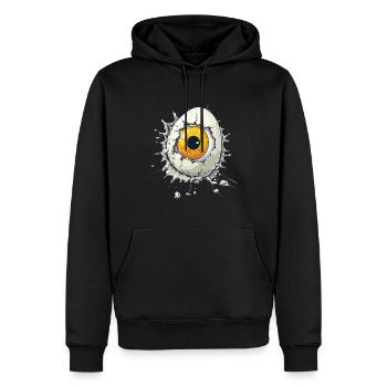 Auge im Ei – Surreales Kunstwerk - Männer Premium Bio Hoodie - Schwarz - Vorne - Nico (187cm)