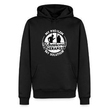 Thérapeute comportementale Mon problème Mon pictogramme Maman - Sweat à capuche Premium bio Homme - noir - Devant - Nico (187cm)