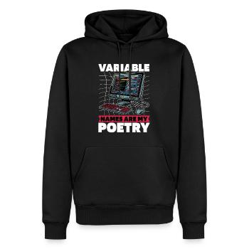 Coder Variable Names Are My Poetry Programmer - Männer Premium Bio Hoodie - Schwarz - Vorne - Nico (187cm)