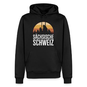Saxon Switzerland Landscape Silhouette Hiking - Men’s Premium Organic Hoodie - black - Front - Nico (187cm)