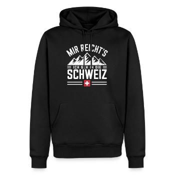 Je vais émigrer en Suisse work flag - Sweat à capuche Premium bio Homme - noir - Devant - Nico (187cm)
