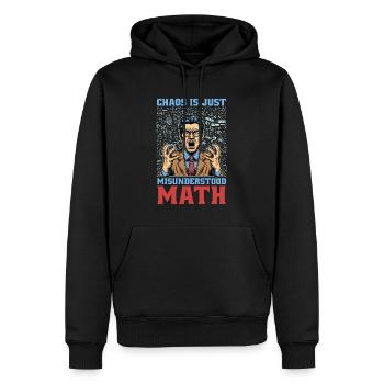 Le chaos des mathématiciens n’est qu’une géométrie mal comprise - Sweat à capuche Premium bio Homme - noir - Devant - Nico (187cm)
