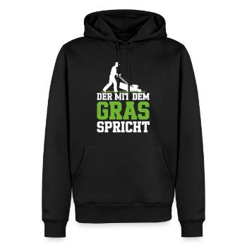 Qui parle à l’herbe en disant jardinier de pelouse Fête des pères - Sweat à capuche Premium bio Homme - noir - Devant - Nico (187cm)