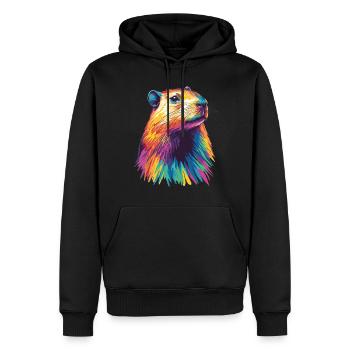 Capybara - Männer Premium Bio Hoodie - Schwarz - Vorne - Nico (187cm)