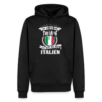Ich brauche keine Therapie Italien - Männer Premium Bio Hoodie - Schwarz - Vorne - Nico (187cm)