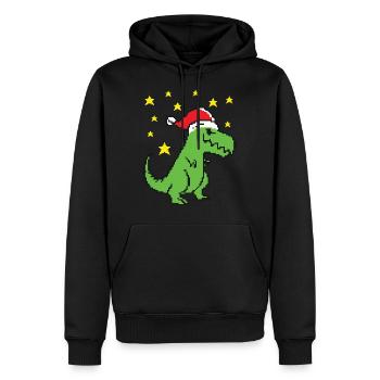 Christmas T Rex - Men’s Premium Organic Hoodie - black - Front - Nico (187cm)