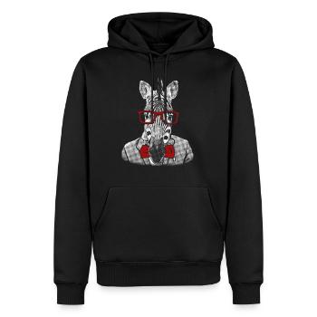 Hipster Zebra - Sweat à capuche Premium bio Homme - noir - Devant - Nico (187cm)