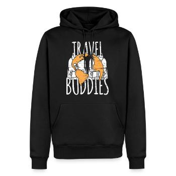 Reisen - Männer Premium Bio Hoodie - Schwarz - Vorne - Nico (187cm)
