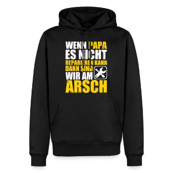 Papa reparieren am Arsch Handwerker Familie Garage - Männer Premium Bio Hoodie - Schwarz - Vorne - Nico (187cm)