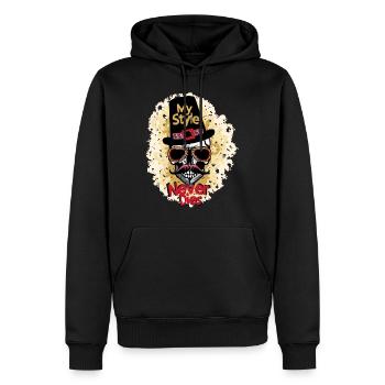 tete de mort hipster moustache lunette de soleil c - Sweat à capuche Premium bio Homme - noir - Devant - Nico (187cm)