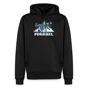 Fauteuil roulant sur la montagne - Tout est possible - Sweat à capuche Premium bio Homme - noir - Devant - Nico (187cm)
