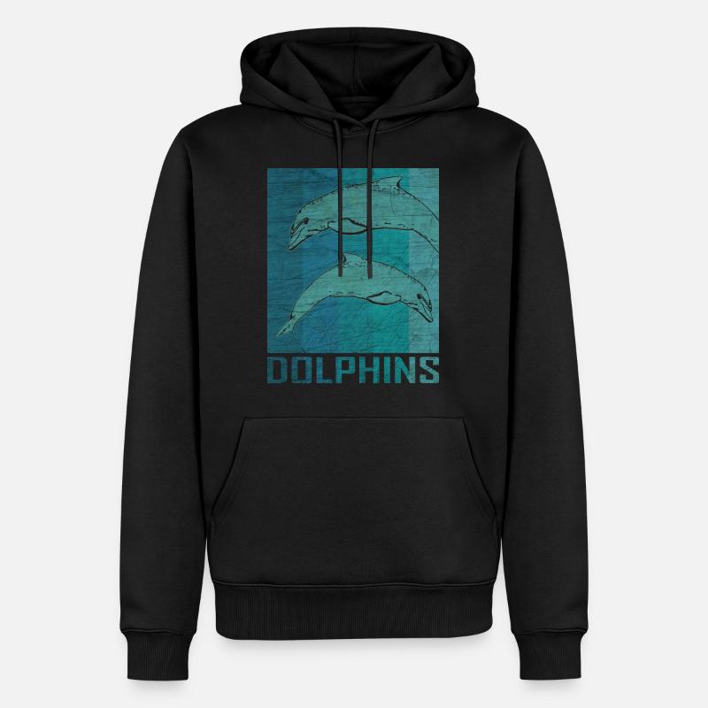 Dauphin dauphin marin animaux mer cadeau - Sweat à capuche Premium bio Homme - noir