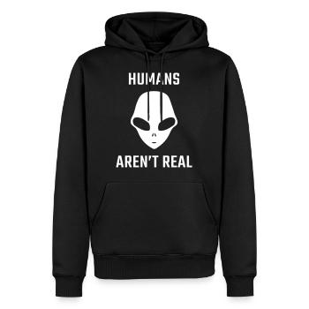 Homme alien Real - Human Alien Real - Sweat à capuche Premium bio Homme - noir - Devant - Nico (187cm)