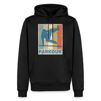 Vintage Retro Style Le Parkour Freerunning Sport - Männer Premium Bio Hoodie - Schwarz - Vorne - Nico (187cm)