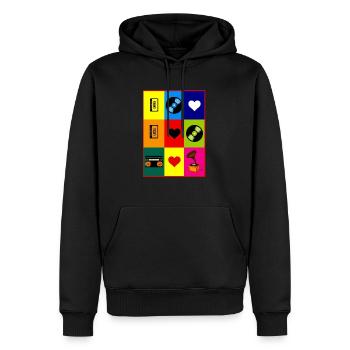 Video Kassette Schallplatte Retro 80s 90s Geschenk - Männer Premium Bio Hoodie - Schwarz - Vorne - Nico (187cm)