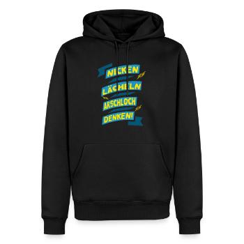 Nicken Lächeln A....loch Denken!!! - Männer Premium Bio Hoodie - Schwarz - Vorne - Nico (187cm)
