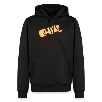 graffiti tropfen spray stempel text chill faultier - Männer Premium Bio Hoodie - Schwarz - Vorne - Nico (187cm)