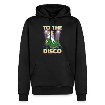 À la licorne disco et au dinosaure - Sweat à capuche Premium bio Homme - noir - Devant - Nico (187cm)