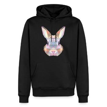 Hase Polygon - Männer Premium Bio Hoodie - Schwarz - Vorne - Nico (187cm)