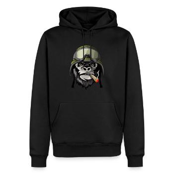 Affe Gorilla Soldat Zigarre Armee Soldat Geschenk - Männer Premium Bio Hoodie - Schwarz - Vorne - Nico (187cm)