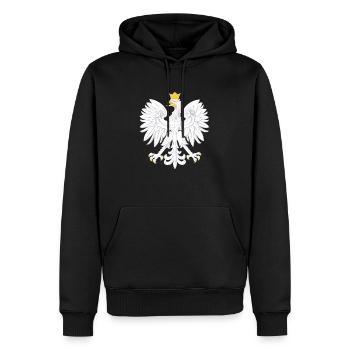Drapeau de la Pologne armoiries aigle - Sweat à capuche Premium bio Homme - noir - Devant - Nico (187cm)
