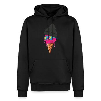 Glace fraîche - Sweat à capuche Premium bio Homme - noir - Devant - Nico (187cm)