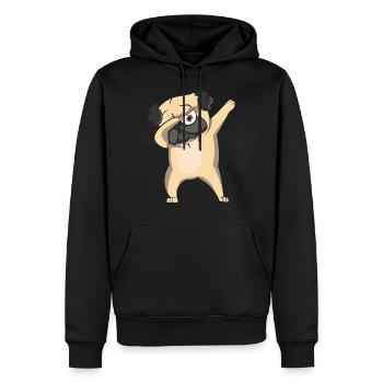 Dabbing Mops Cartoon - Männer Premium Bio Hoodie - Schwarz - Vorne - Nico (187cm)