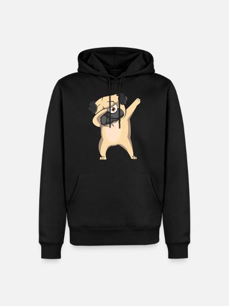 Dabbing Pug Cartoon - Men’s Premium Organic Hoodie - black