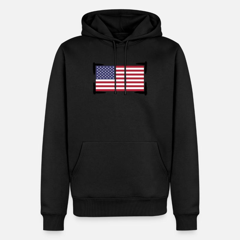 Drapeau américain - Sweat à capuche Premium bio Homme - noir