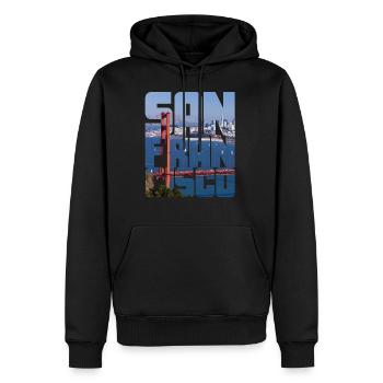San Francisco America USA Pont du Golden Gate - Sweat à capuche Premium bio Homme - noir - Devant - Nico (187cm)