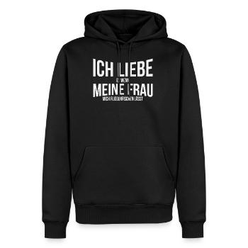 Cadeau pêche pêche mouche pêche pêcheur - Sweat à capuche Premium bio Homme - noir - Devant - Nico (187cm)