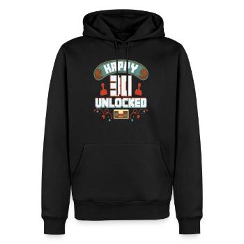 Level Up Gamer Zocker Gaming 30er Retro Geschenk - Männer Premium Bio Hoodie - Schwarz - Vorne - Nico (187cm)