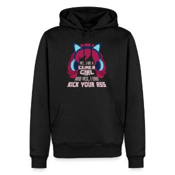 Gamer Girl Gaming Zocker Headset Nerd Geschenk - Männer Premium Bio Hoodie - Schwarz - Vorne - Nico (187cm)