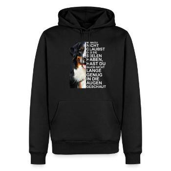 Bernese Mountain Dog soul regarde un propriétaire de chien - Sweat à capuche Premium bio Homme - noir - Devant - Nico (187cm)