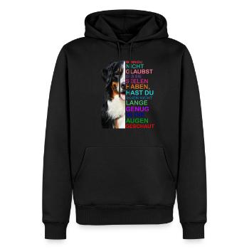 Bernese Mountain Dog soul regarde un propriétaire de chien - Sweat à capuche Premium bio Homme - noir - Devant - Nico (187cm)