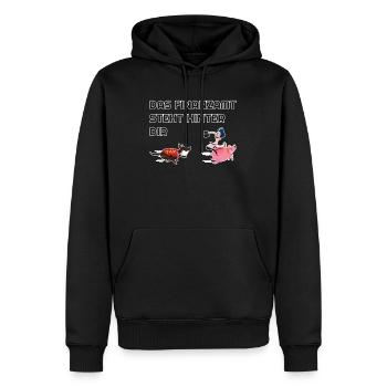 Bureau des impôts Drôle - Sweat à capuche Premium bio Homme - noir - Devant - Nico (187cm)