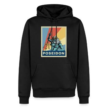 Vintage Rétro Poséidon Mythologie Grecque Cadeau - Sweat à capuche Premium bio Homme - noir - Devant - Nico (187cm)