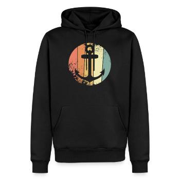 Anker Segeln retro - Männer Premium Bio Hoodie - Schwarz - Vorne - Nico (187cm)