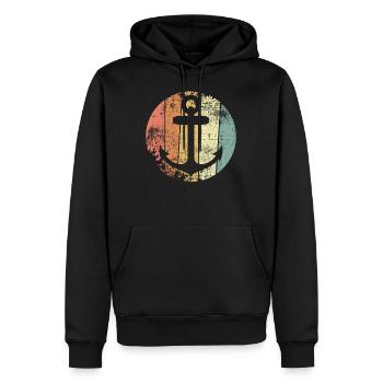 Anker retro - Sweat à capuche Premium bio Homme - noir - Devant - Nico (187cm)