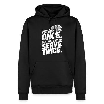 Paroles de joueurs de tennis - Sweat à capuche Premium bio Homme - noir - Devant - Nico (187cm)