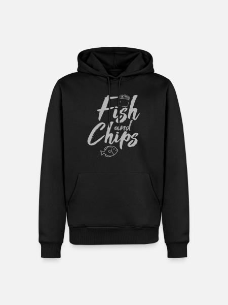 Fish &Chips Drôle de nourriture britannique et Streetfood - Sweat à capuche Premium bio Homme - noir