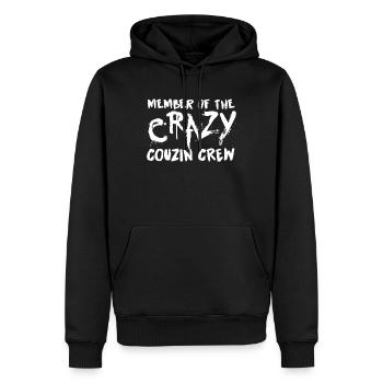 Crazy Cousin Crew design pour Boy and Girl I - Sweat à capuche Premium bio Homme - noir - Devant - Nico (187cm)