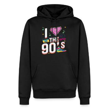 I Love 90s 90s Motto Party Outfit Gift - Sweat à capuche Premium bio Homme - noir - Devant - Nico (187cm)