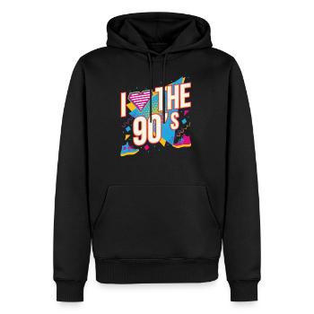 I Love 90s 90s Motto Party Outfit Gift - Men’s Premium Organic Hoodie - black - Front - Nico (187cm)