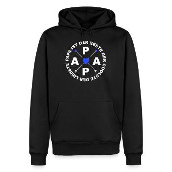 Papa ist der Beste Vatertag - Männer Premium Bio Hoodie - Schwarz - Vorne - Nico (187cm)