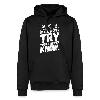 Skate Skater Skateboard Skaten Ausprobieren - Männer Premium Bio Hoodie - Schwarz - Vorne - Nico (187cm)